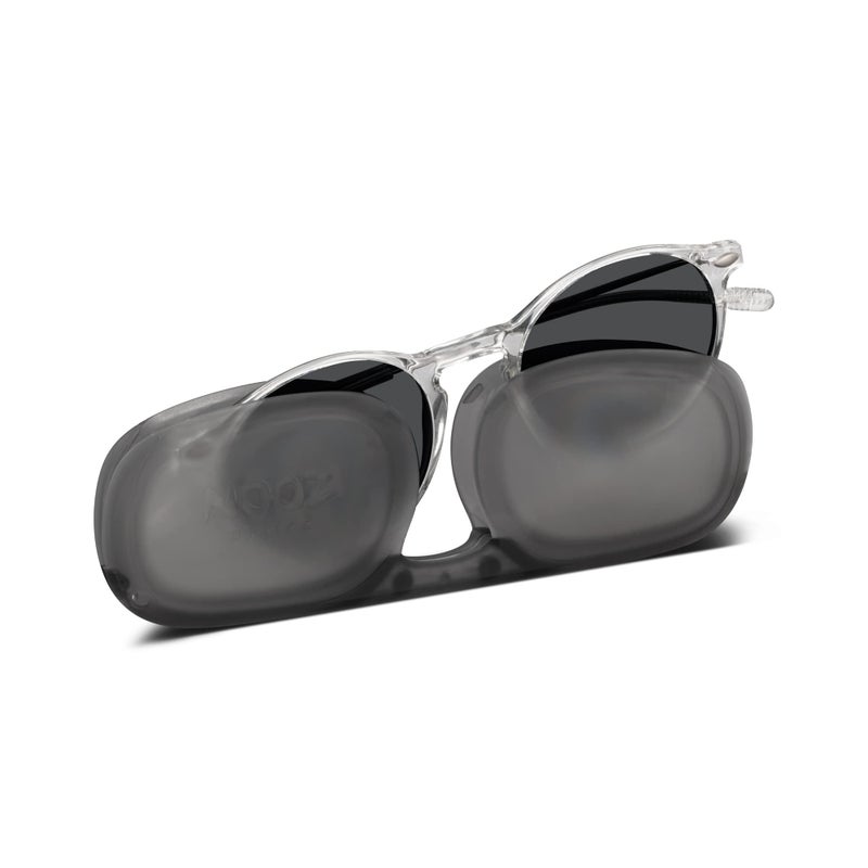 NOOZ Optics Unisex Reading Sunglasses - Slim & Lightweight - Presbyopia Readers for Women & Men with Compact Case CRUZ - Round - Crystal - 2 - Image 1